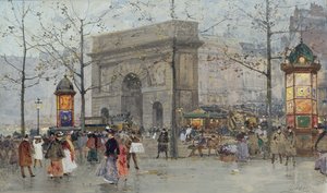 パリのストリートシーン 作： Eugene Galien Laloue